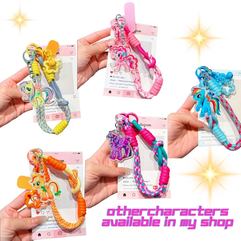 My Little Pony Applejack Phone Lanyard Charm Braided Rope Keychain MLP Anti-Loss - Picture 2 of 5